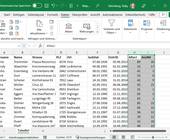 Screenshot einer Excel-Mitgliederliste mit Spalten 