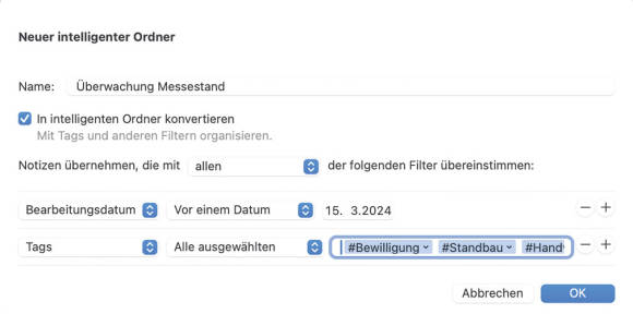Bild 7: Intelligente Ordner sammeln Notizen aus allen Ecken nach den unterschiedlichsten Kriterien