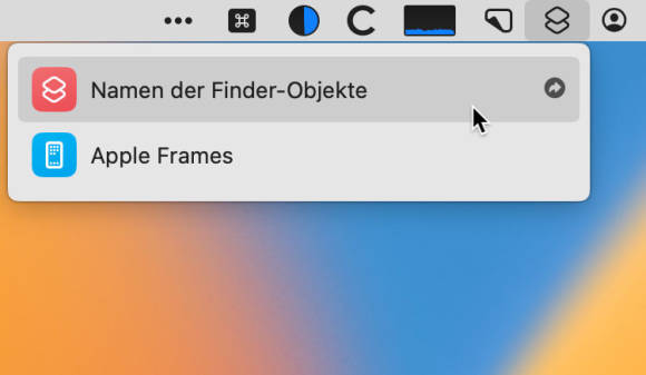 Bild 5: Der Kurzbefehl im neuen Menü