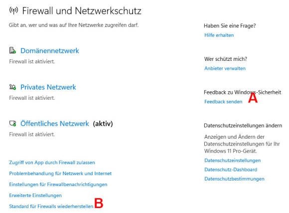 Bild 6: Kontrollieren Sie, ob die Firewall vor unerlaubten Netzwerkzugriffen schützt