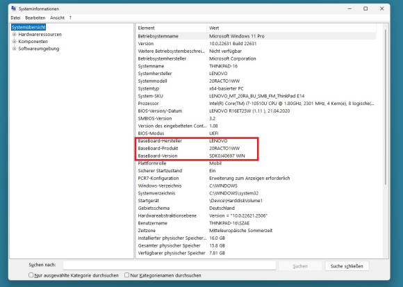 Bild 2: Via Windows finden Sie sehr einfach heraus, welches Mainboard Sie haben
