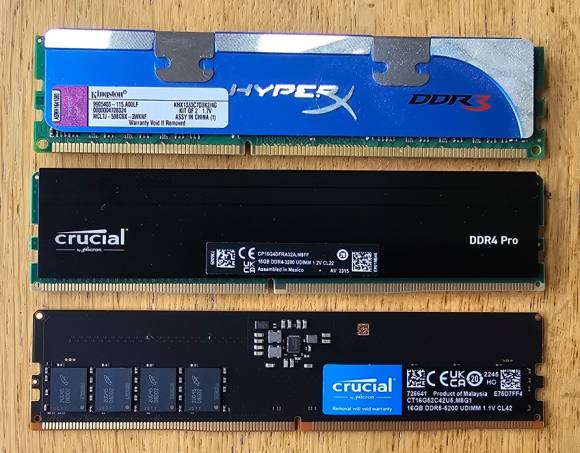 Bild 7: Von oben nach unten: DDR3, DDR4 und DDR5