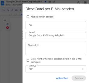 Bild 8: Verschicken Sie Ihre Texte direkt aus Google Docs per E-Mail