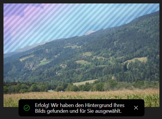 Bild 12: Die KI erkennt den Hintergrund automatisch