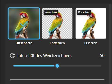 Bild 13: Sie haben für das Bearbeiten des Hintergrunds drei Optionen zur Auswahl