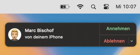 Bild 2: Anrufe am Mac verwenden das interne Mikrofon, Headsets oder AirPods