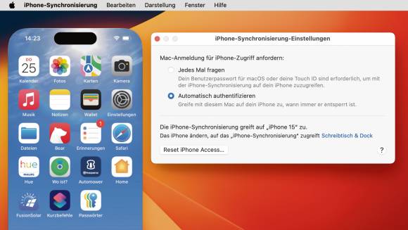 Bild 7: Der Gipfel der Integration: Das iPhone wird am Mac mit allen Funktionen abgebildet