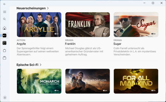 Bild 6: Die Apple TV-App verwaltet die gekauften und gemieteten Filme über Apples eigene Videoplattform