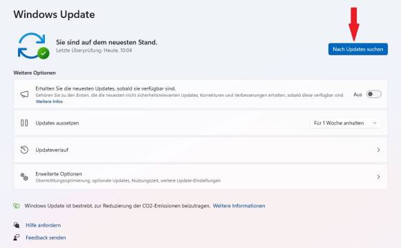 Bild 4: Per Knopfdruck suchen Sie nach den neusten Updates