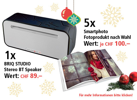 Am 18. Dezember Stereo BT Speaker und fünf Fotoprodukte gewinnen 