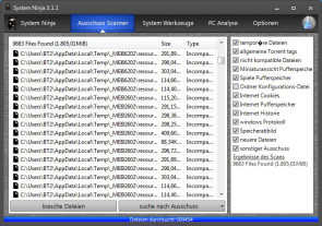 System Ninja räumt PC auf