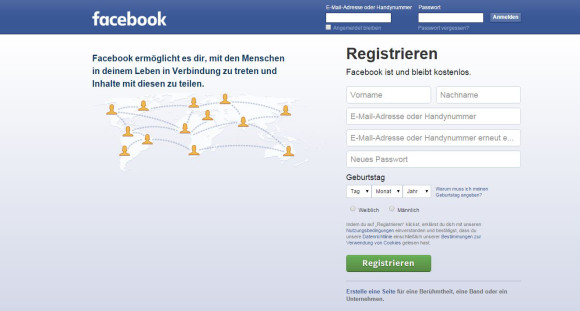 Startseite von Facebook