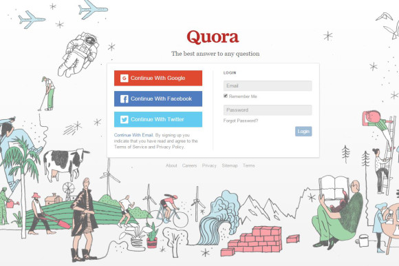 Startseite von Quora