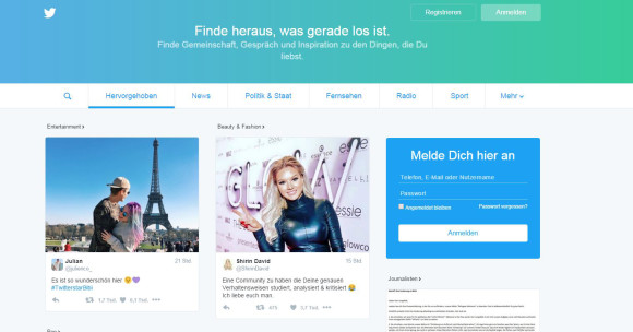 Die neue Startseite von Twitter